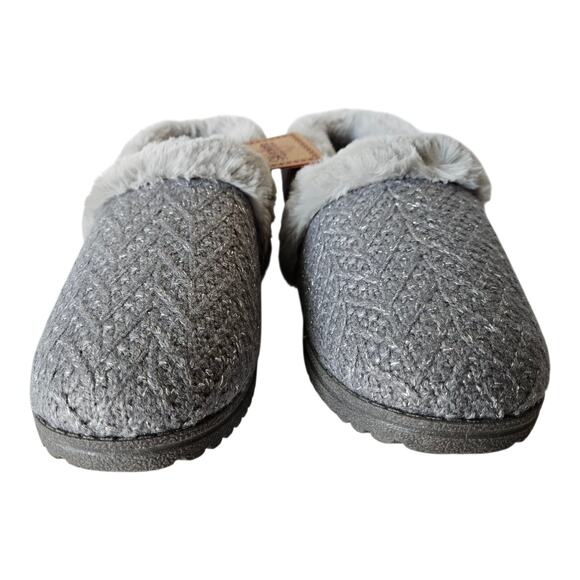 SKECHERS Women's Wide 8.5 W Slippers Cozy Lite Sparkle Knit Faux Fur Lined NEW - Picture 4 of 10
